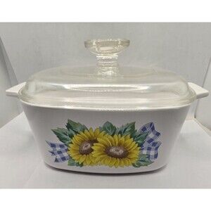 Corning Ware SUNFLOWER SUNSATIONS 1.5 Qt Casserole  Baking Dish 7"